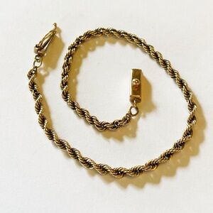 14K Gold Rope Chain Bracelet 8”